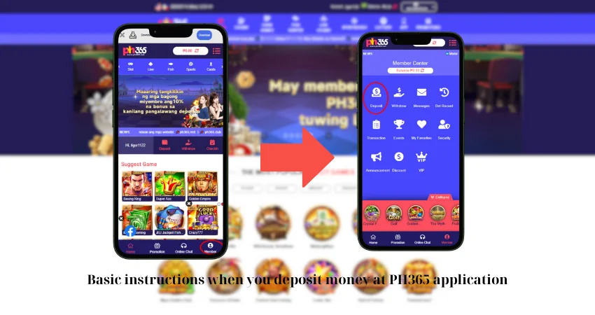 Basic instructions when you deposit money at PH365 application